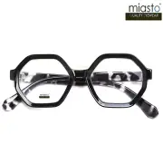 MIASTO HEXAGON FUN OVERSIZE LARGE STATEMENT READING GLASSES+1.75~BLACK MARBLE XL