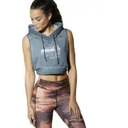[BK3881] Womens Reebok Combat Glory Crop Top Hoody - Stonewash