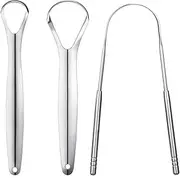 3 Pcs Metal Tongue Scraper,Portable Stainless Steel Tongue Cleaners Set with Carrying Case. Tongue Scrapers for Adults Kids,Used for Tongue Clean,Fresher Breath in Seconds.