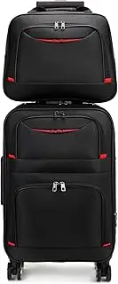 [feilario] 2 Piece Softside Business Luggage Sets Waterproof Carry On Luggage Suitcase with Double Spinner Wheels - Black (20in/24in/28in), Black, 2 peice set 20in(with small travel duffel bag)