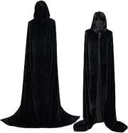 Velvet Hooded Cloak Cape Witch Costumes Victorian Vampire Cloak with Hood Wizard Robe Halloween Costume for Adults Men and Women