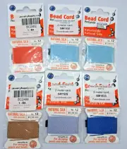GRIFFIN 100% SILK CORD BEAD STRING THREAD #12 set of 6 (2 meters per card)