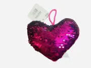 Red Pink Silver Valentine’s Sequin Reversible Decorative 6.6” Ornament Pillows