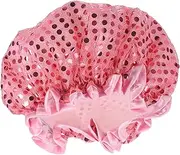 HONITANO Double Shower Cap for Women Reusable Sequin Bathing Cap Peva Design for Hair Curls and Braids Lightweight and Portable for