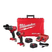 Milwaukee Hammer Drill and Impact Driver 18V Li-Ion Cordless with 2 Batteries