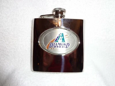Stainless Steel Hip Flask Arizona Diamond Back's Logo Colored Pewter 6oz NIB