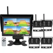 1080P Digital Wireless Backup Reverse Camera 7" Quad Split Monitor For Truck Bus
