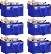 Moving Bags, Large Moving Boxes With Handles, 90L Moving Bags Storage Totes with Zipper, Storage Totes for Space Saving, Moving & Storage, Collapsible Moving Supplies(Blue-6Pack)
