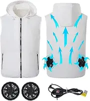 [LDDPP] Men's Cooling Vest Fan Lightweight Meshwith 2 Fans Usb Wearable Sleeveless