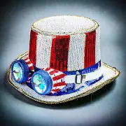 Military Burning Man Uncle Sam Top Hat with Kaleidoscope Goggle USA Festival Hat
