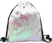 FOMIYES Reversible Sequin Drawstring Backpack Pink Polyester Storage for Cosmetics and Travel Durable Stylish and Practical Design for Adults