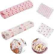 100 Sheets Wax Paper Food Wrapping Paper, Heart Greaseproof Paper Waterproof Food Wrapping Liners Gift Wrapping Tissue Sandwich Wrappers for Sweets Cakes Cheese Baking (Macaron+Love)
