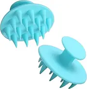 Scalp Massager 2pcs Blue Hair Shampoo Brush Head Scrubber Soft Silicone Wet Dry Scalp Massager for Dandruff Removal