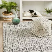 ATACAMA IVORY BLACK NOMADIC TRIBAL TRANSITIONAL FLOOR RUG - 4 Sizes **NEW**