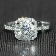 White Diamond 3.40 Ct Lab-Created Round Cut Engagement Ring 14K White Gold FN