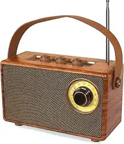 Nostalgia Vintage Radio | Kitchen Radio | Wooden Radio with Portable Bluetooth Speaker | Nostalgia Compact System | USB | SD Card Slot | FM | Music System Retro Style with Stereo System