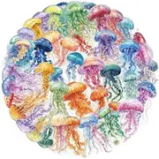 Cute Jellyfish Transparent Stickers,50 PCS Ocean Vinyl Waterproof Decals for Water Bottles Computer Bicycle Skateboard Luggage Phone Pad Laptop Kids Teens Stickers Pack