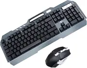 Tofficu 1Set Wireless Gaming Keyboard and Mouse Backlight Ergonomic Keyboard with Multimedia Keys Water Resistant Floating Caps for Computer Gamers Black