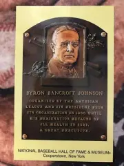 Ban Johnson Postcard- Baseball Hall of Fame Induction Plaque- Photo -Cooperstown