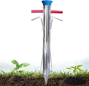 Bulb Planter Tool Long Double Handle, Bulb Planter Tool Garden Multi-Functional Vegetable Seedling Transplanter Planter Tool Seed Planter Stainless Steel, for Garden,Yard,Greenhouse