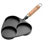 Cast Iron Fried Egg Maker Uncoated 3 Holes Burger Skillet Breakfast Pancake Pan