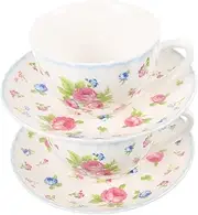 COLLBATH 1Set Vintage Bone China Coffee Cup Set Adorable Teacups with Retro Pattern for Home Office Festivals Special Occasions Tea Cup Saucer Set