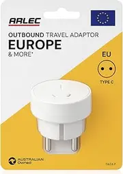 Arlec EU Travel Adaptor, for AU/NZ Appliances, use in Europe, Type C, AU to EU Power Outlet, White, DA24-P for Holidays and Travel for Australians