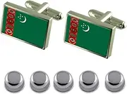 [Select Gifts] Shirt Dress Studs Turkmenistan Flag Cufflinks