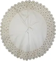 Kurt S. Adler Multi-Colored Beads Scalloped Ivory Embroidered Tree Skirt, 60-Inch