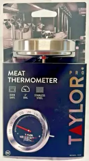 Taylor PRO Leave In Meat Thermometer Model 552 Oven Safe Tempered Glass 3" Dial