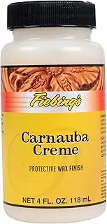 Fiebing's Carnauba Creme (4oz) - Protective Wax Finish for Leather Goods - Provides a Highly Flexible Coating to any Leather that Buffs to a High Gloss and Resists Finger Prints & Scuff Marks