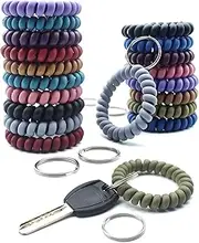 Cinvo 20 Pack Elastic Wristbands for Keys - Waterproof Stretchable Coil Keychain Bracelet for Gym, Pool, Sauna, ID Badges, Hair Ties | Secure Spring Key Holder for Sports & Outdoor Activities