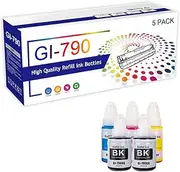 GI-790 GI 790 Ink Refill Bottles Replacement for Canon PIXMA G1000 G1010 G2000 G2002 G2010 G3000 G3010 G4000 G4010 Printers, Water Based Ink Refill,5 Pack-1 Set
