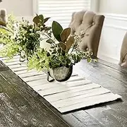 Wooden Table Runner, Natural Durable, 50 x 12 Inches, With Thick Felt Backing for Coffee Table, Dining Room Decorations, Farmhouse Decor, Wedding Decor, White