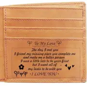 WASTIME Customized Leather Front Pocket Wallet - Slim Wallet Brown- to My Love