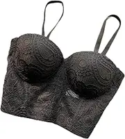 [generic] Women Sexy Hollow Out Hook Flower Lace Corset Holiday Sexy Short Black White Slimming Bras Club