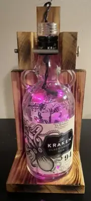 The Kraken Black Spiced Rum Bottle Bar Table Light Wall Lamp Home Decor Sconce