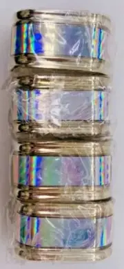 Vintage NOS Set of 4 Silver Plated Laser Napkin Rings Oval Brand New In the Box