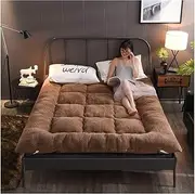 Futon Mattress Japanese Tatami Mattress, Quilted 10cm Thick Soft Mattress for Student Dormitory, Home, Bed, Floor, Single Twin King Queen Mattress Pad,Brown,150x200cm(59x79inch)
