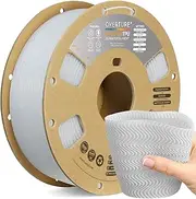 OVERTURE TPU Filament 1.75 mm, High Speed TPU 3D Printer Filament, 95A 1 kg Spool (2.2 lbs) Super Speedy TPU Filament for High Speed Printers (White)