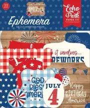 ECHO PARK "AMERICA" EPHEMERA DIE CUTS JULY 4TH PATRIOTIC SCRAPJACK'S PLACE