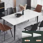 6-Seater Heavy Duty Marble Dining Table Kitchen Breakfast Table Thick Metal Legs