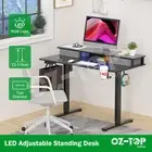 Electric Computer Standing Desk Sit Stand Up Table Height Adjustable LED Drawers