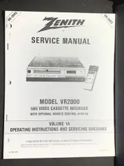Zenith VR2000 Service Owners Manual Video Cassette Recorder Remote Photocopy