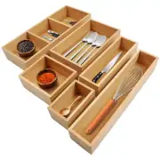 Kootek Bamboo Drawer Organizer with Removable Dividers, 6 Pcs Adjustable Kitc...