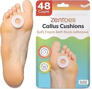 ZenToes Soft Foam Callus Cushions Waterproof Pads Toe and Foot Protectors (48 Count)
