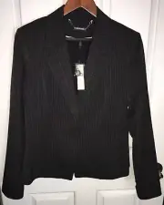 WHITE HOUSE BLACK MARKET GRAY/WHITE PINSTRIPE BLAZER SIZE 14R NEW WITH TAGS