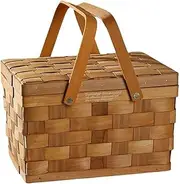 qwmvhfg, Picnic basket Portable Hand-woven Picnic Basket for 2,shopping Basket Square Picnic Hamper With Lid Outdoor(1)