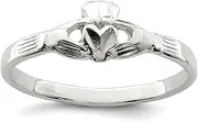 [JewelryWeb] 925 Sterling Silver Solid Polished Irish Claddagh Celtic Trinity Knot Artisan Oxidized Love Ring Statement-Ring for Women