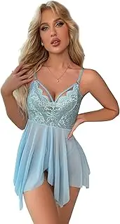 KELITCH Sexy Frauen Dessous Spitze V-Ausschnitt Halter Liebsten Dessous Unterwäsche G-String Body Nachtwäsche Kleid